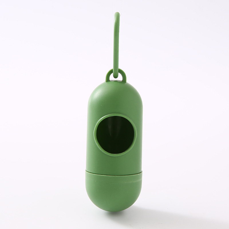 Dispensador de bolsas de basura tipo cápsula portátil para gatos y perros para mascotas que salen a recoger bolsas de basura