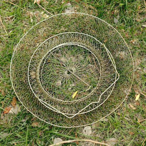 Retractable Folding Fish Cage Fish Protector Outdoor Portable Crab Fishing Fishing Net Fish Basket Metal Sea Fishing Fish Net Bag