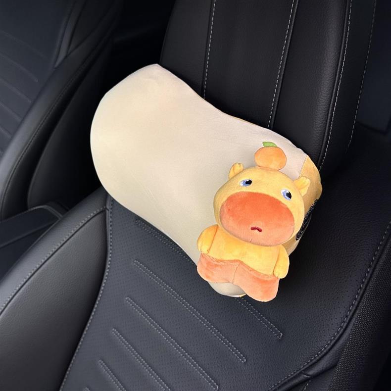 Authentic Capybara Lulu Car Headrest Neck Pillow Car Seat Cushion for Women Car Pillow Lumbar Support