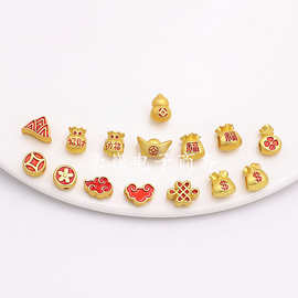 diy沙金滴油福袋铜钱五瓣花鼓中国结山峰长命锁车载耳饰发饰配件