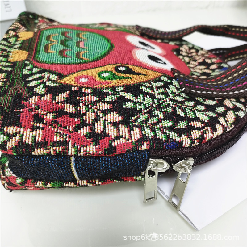 2024 nuevo color de doble cara de dibujos animados de punto bolsa de lona textura de comercio exterior mamá bolsa de compras monedero móvil