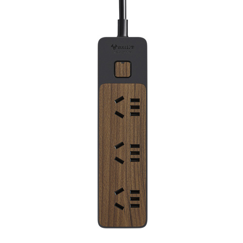 Bull socket board black wood grain with wire plug-in USB desktop multi-function drag strip plug-in board