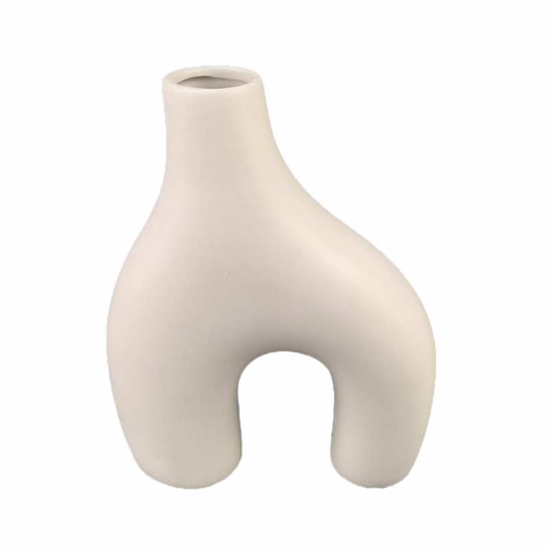 Jarrón artístico de forma especial, cerámica, arreglo floral para sala de estar, recibidor, sala modelo, decoración suave, adornos, regalos creativos, porcelana blanca