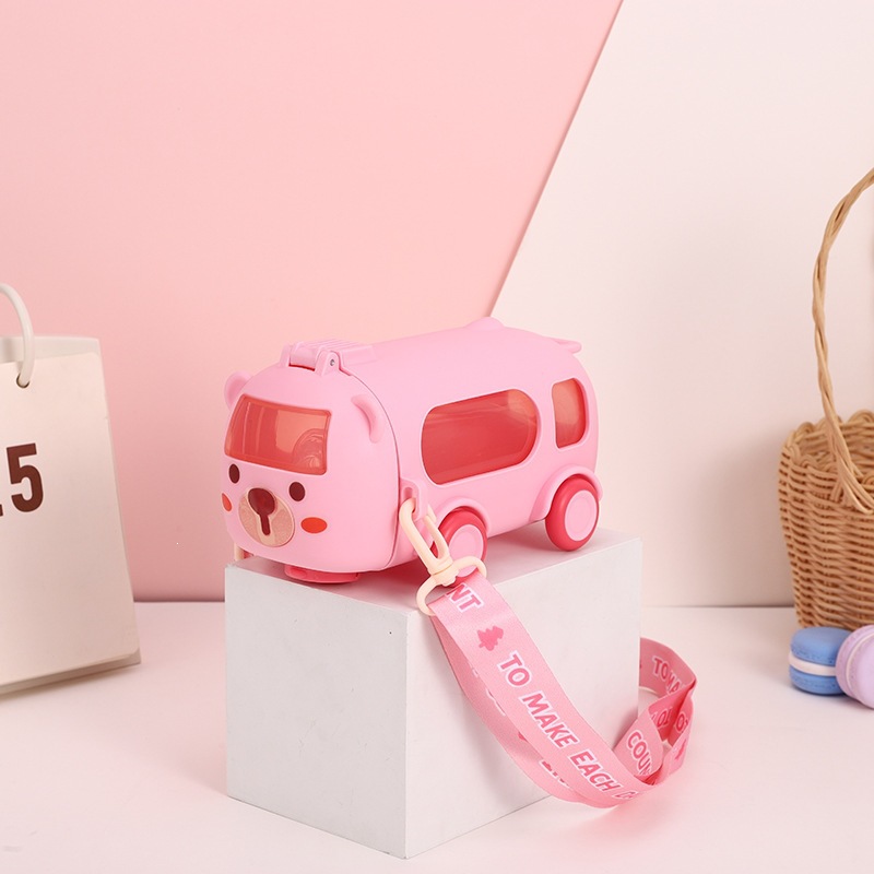 Nuevo bebé autobús taza de agua de automóvil de alto valor plástico taza de paja para niños taza de agua portátil de gran capacidad al aire libre