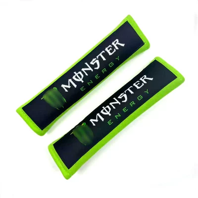 cotton protection pad pair, Seat belt shoulder pad - mon-green
