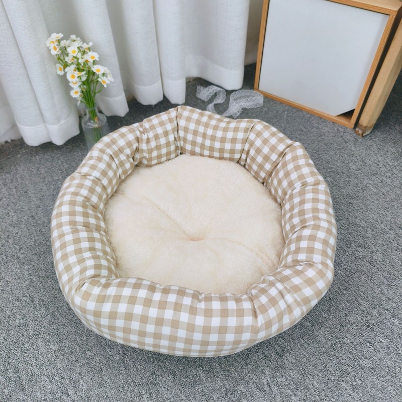 冬季猫窝狗窝四季通用格子棉窝宠物窝冬季保暖猫狗沙发宠物床垫子|undefined