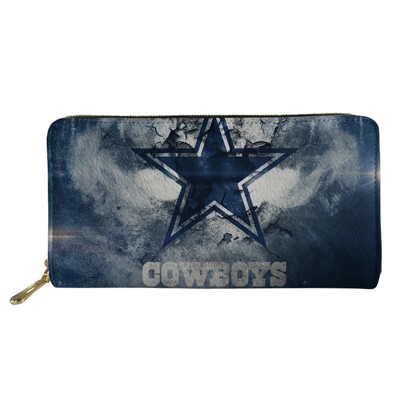 To print NFL team Dallas Denim PU bag long wallet with coin purse ladies wish supply