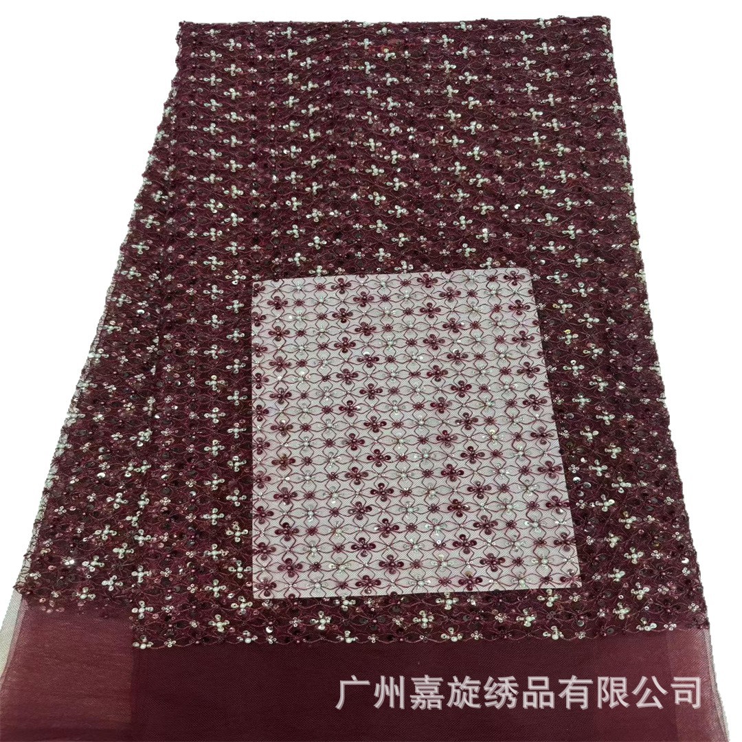 Nuevo producto: tela de malla con cuentas de burbujas y diseño de flor de ciruelo en capas con bloques de color, bordado con cordón, tela de moda para vestidos, accesorios para bolsos, zapatos y sombreros. image 6