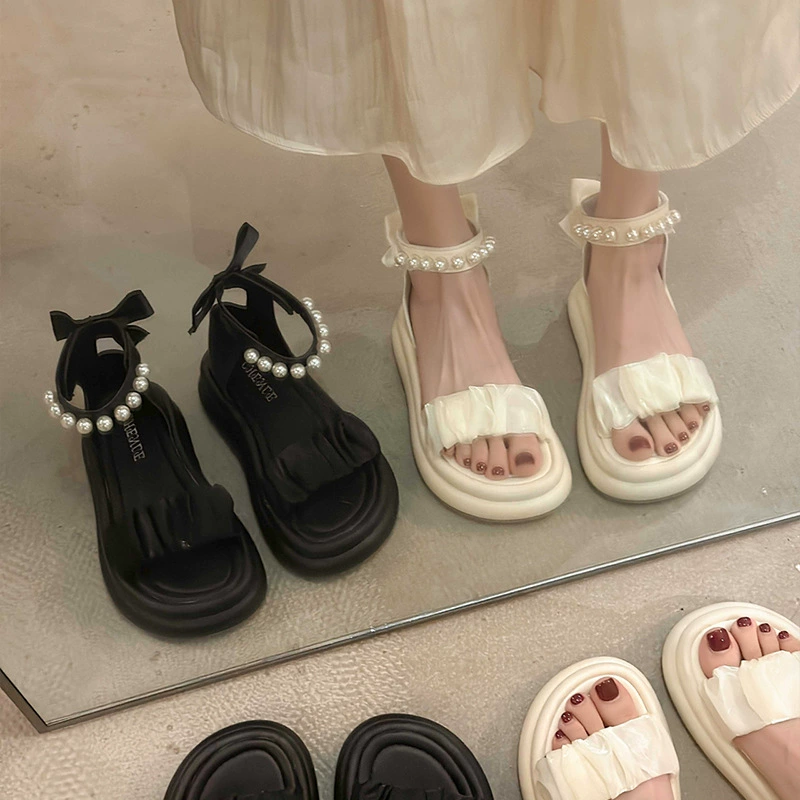 Французские сандалии женские летние оптовые новые сетевые красные модели с юбками для работы