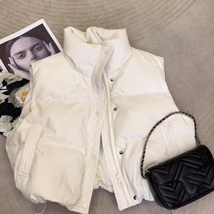 New Korean-style Wash-free Cotton-padded Jacket Vest Women's Western-style Winter 2024 New Sleeveless Walls Jacket for Small Men