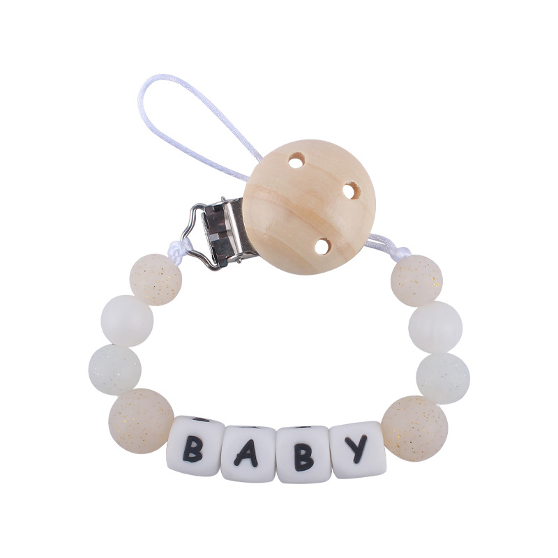 Bebé suministros Hemu chupete clip creativo bebé DIY Nombre de silicona mordedura pegamento molar chupete cadena