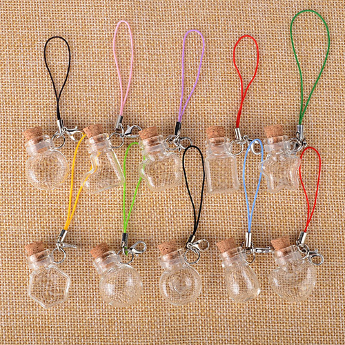 Cross-border exclusive mini alien bottle with wooden stopper wish bottle transparent glass bottle pendant necklace small shape bottle DIY