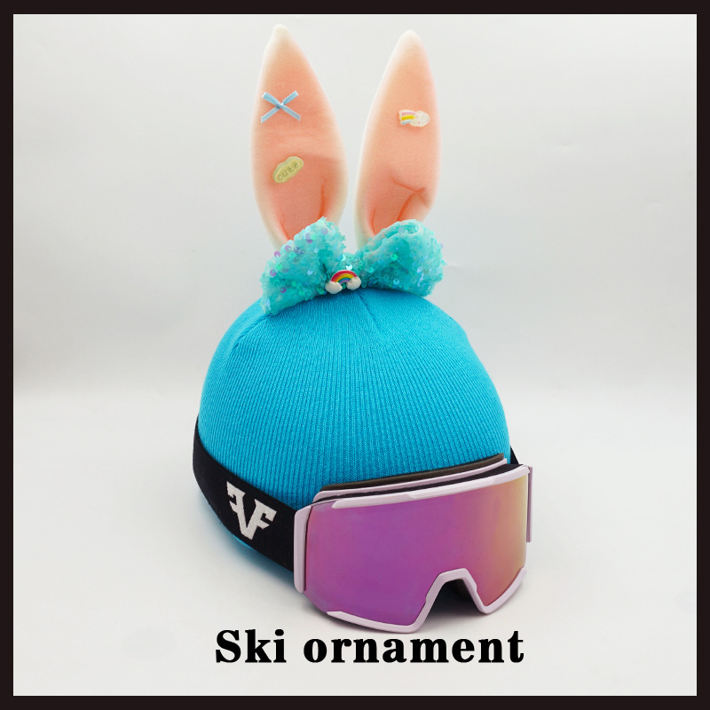 Cute Ski Hat Cover Earflap Sequin Bow Helmet Cover
