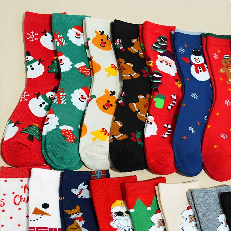 秋と冬の漫画クリスマスソックスクリスマスソックスヘラジカミッドチューブソックスクリスマス女性の靴下クロスボーダー外国貿易|undefined