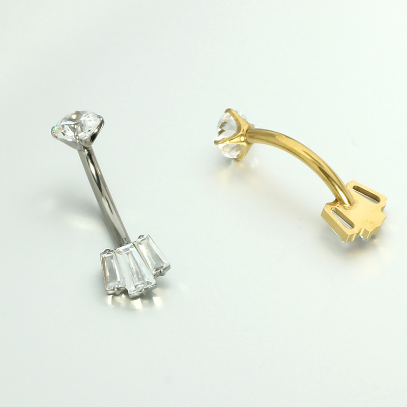 G23 Titanium Navel Ring Double-Headed Claw Inlaid Zircon Belly Button Ring F136 Piercing Jewelry detail image 7
