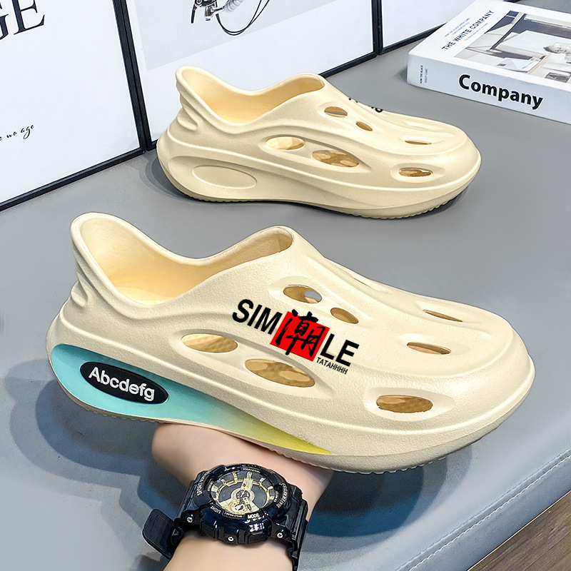 Zapatos con agujeros de coco transfronterizos para hombres en verano, sandalias todo incluido con suela suave pisando mierda, sandalias de playa antideslizantes para exteriores