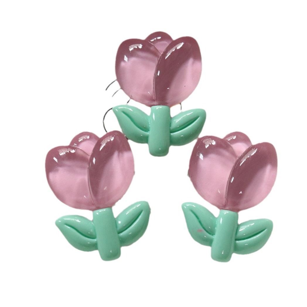 Transfronterizos hielo transparente tulipán accesorios de resina flor diy caja de papelería agujero perno de zapatos material de colgante de cabello