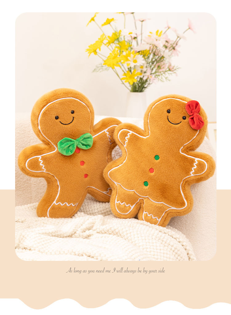 Cuscino in peluche a forma di omino di pan di zenzero natalizio_voghion.com