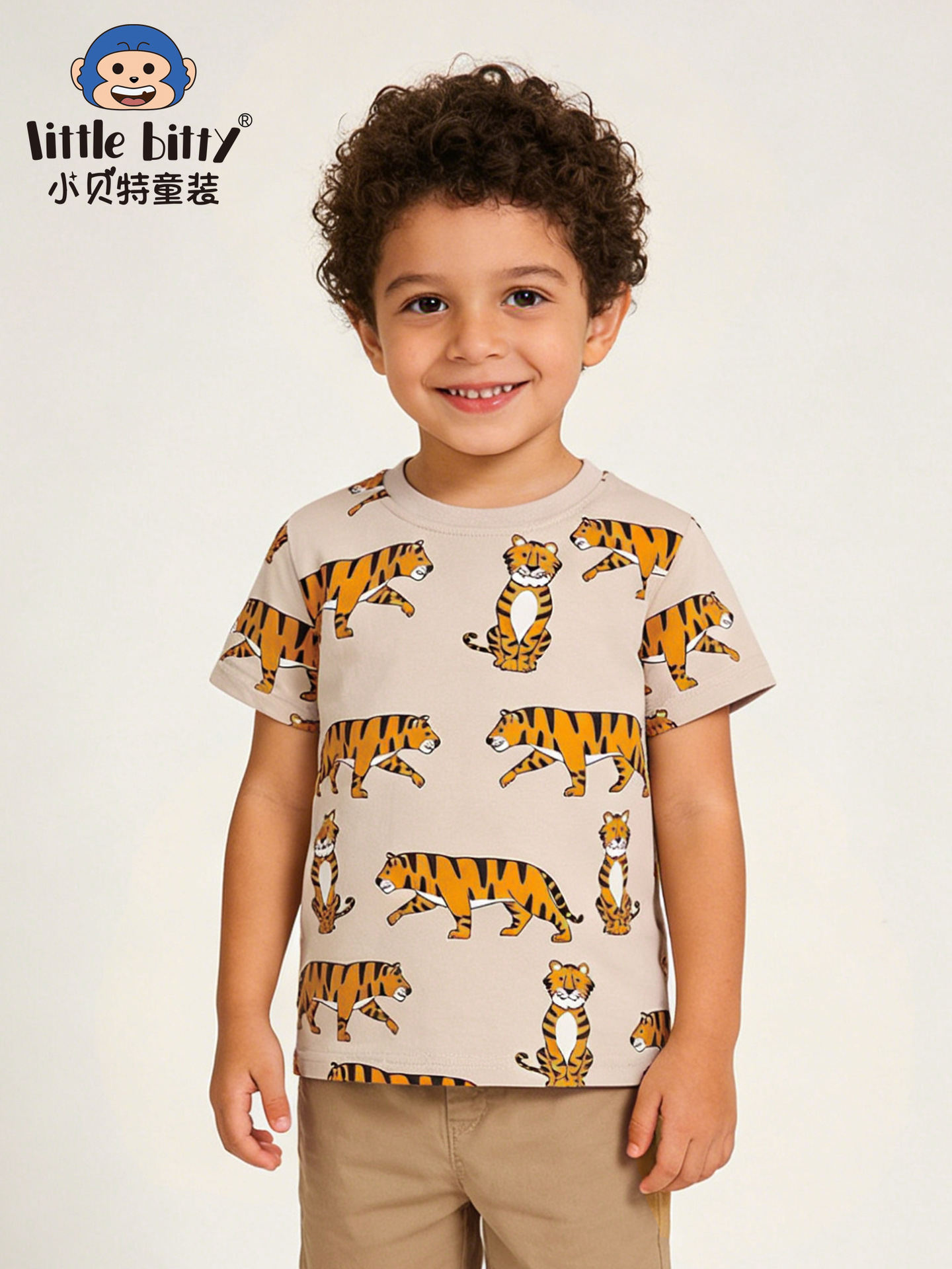 26 New Spring and Summer Children's Short-Sleeve T-Shirts, Casual and Fashionable Tiger Print Round-Neck Kids' Tops, Wholesale in Stock