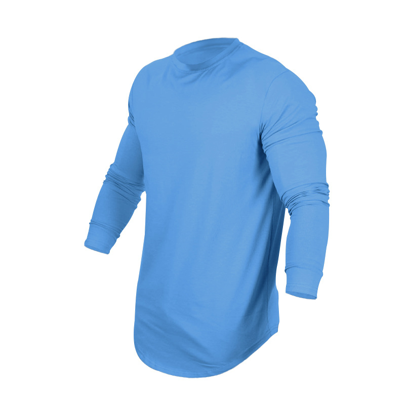 Autumn/Winter Men's 2024 Long sleeved Casual Round Neck Solid Color Top with Bottom T-shirt_senzul.com