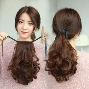 Wig Women's Short Pear Flower Roll Ponytail Strap Short Ponytail Long Curly Hair Braid Simulation Hair Roll Ponytail Long Hair