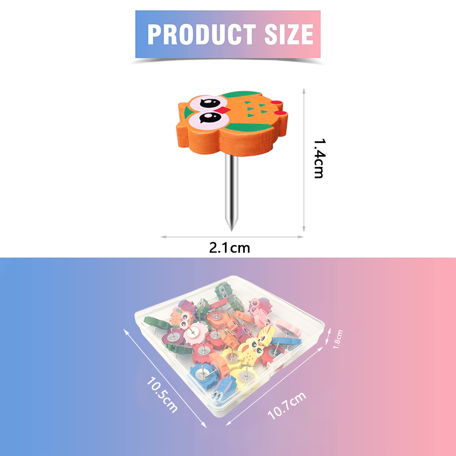 30 Unids creativo búho de siete colores decoración de la pared en forma de H de dibujos animados de uñas lindo metal pasador de madera