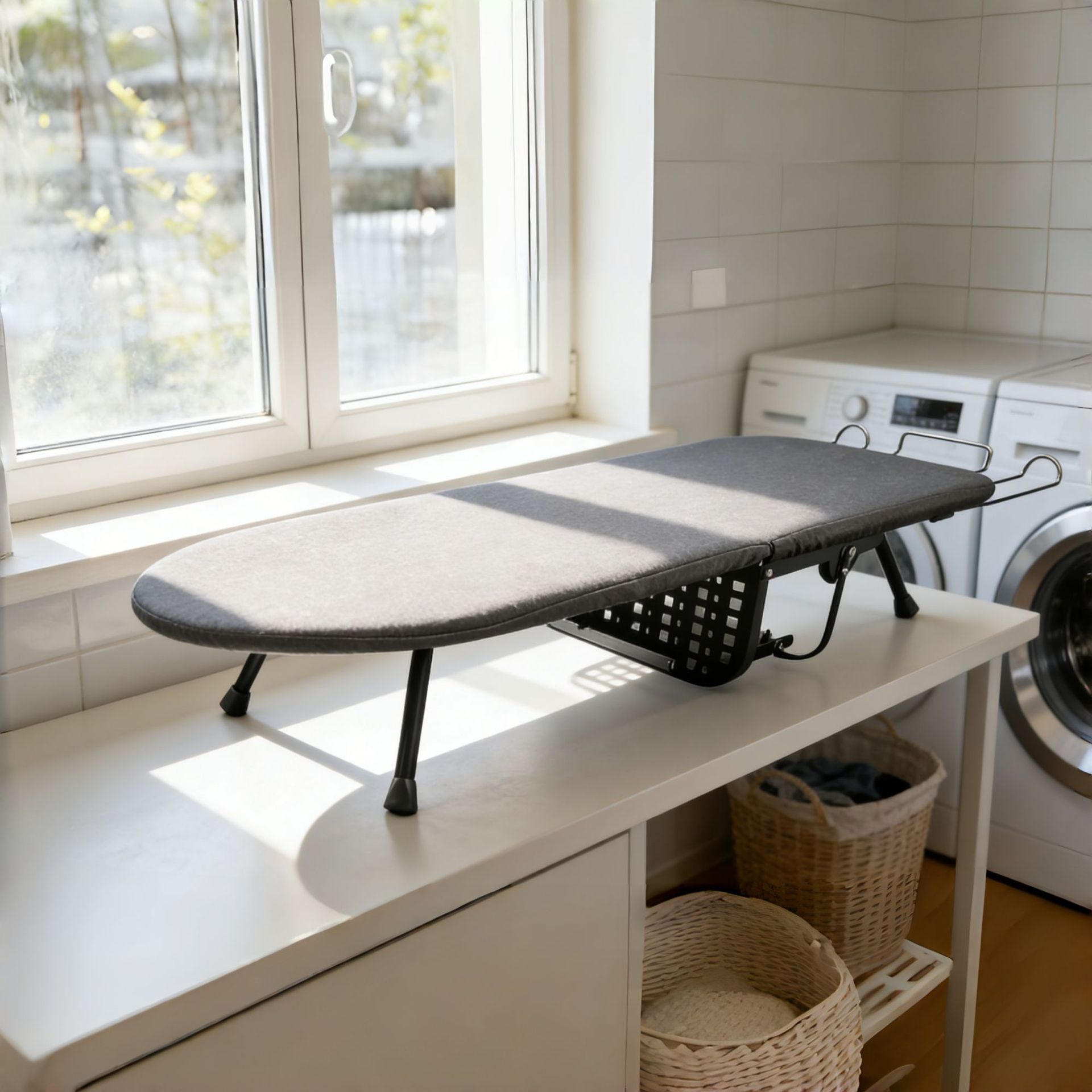 跨境台式熨衣板折叠烫衣板加固烫台熨烫衣服含收纳架收纳篮熨防烫