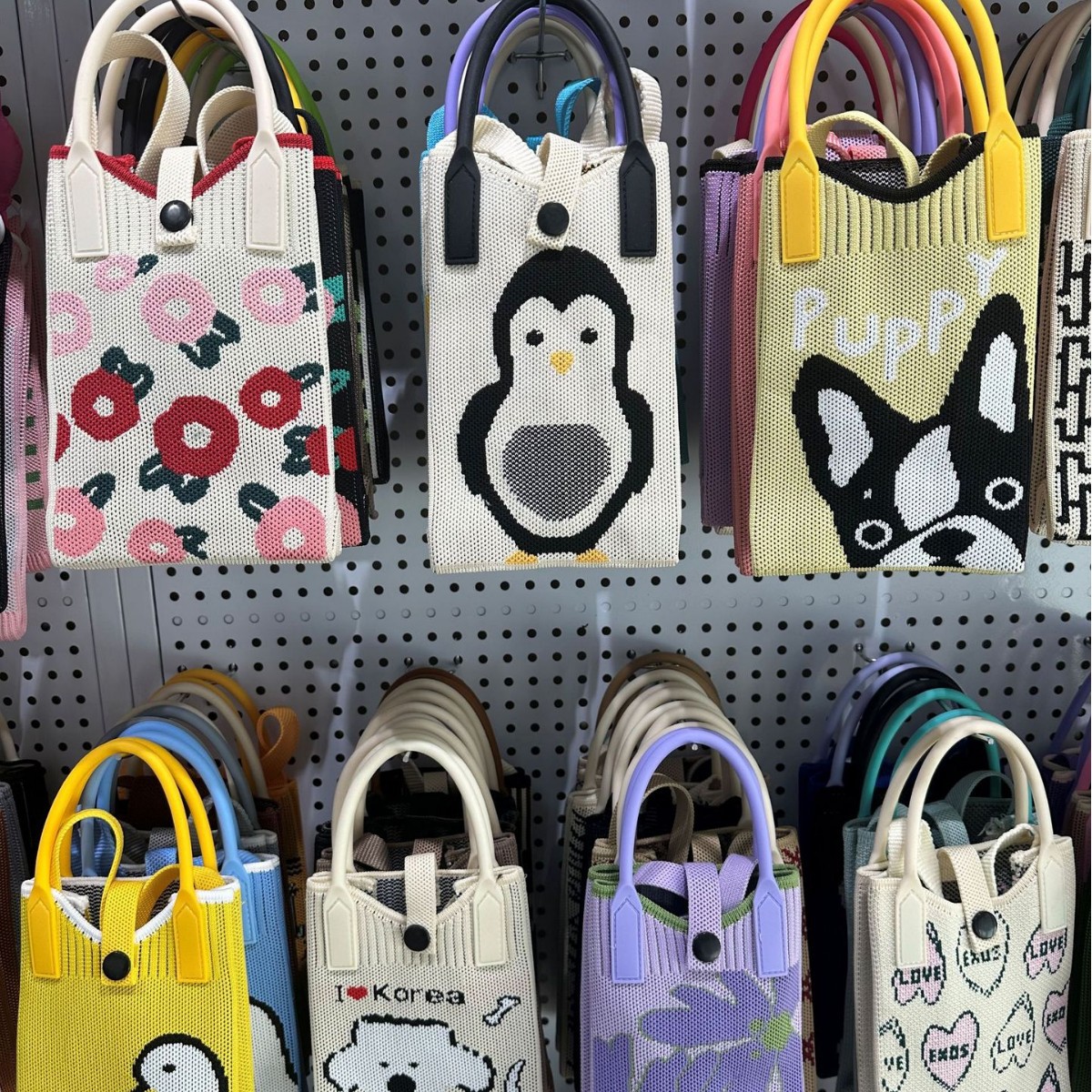Cartoon Graphic Knit Compact Phone Crossbody Bag 1