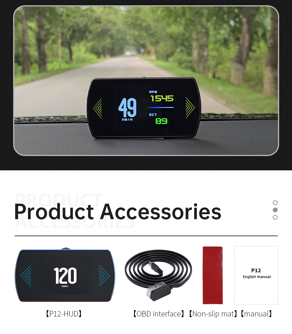 Cross-border best-selling car HUD head-up display OBD high-definition LCD on-board computer with multi-language support and total mileage display