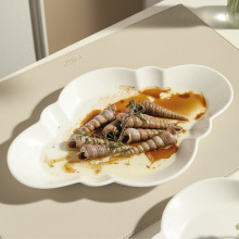 韩式简约纯白云妮陶瓷盘家用早餐麦片盘高颜值陶瓷沙拉盘甜品盘