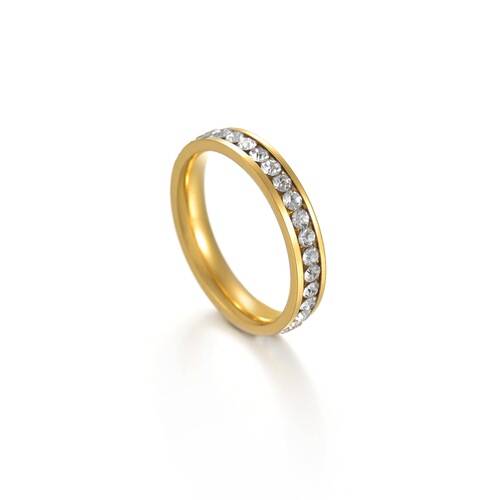 Minimalist classic cross-border fashion jewelry supply 4MM single row diamond women's stainless steel ring factory handmade jewelry wholesale