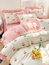 韩式床上四件套春夏非纯棉全棉床裙床单被套罩床品宿舍单人三件套