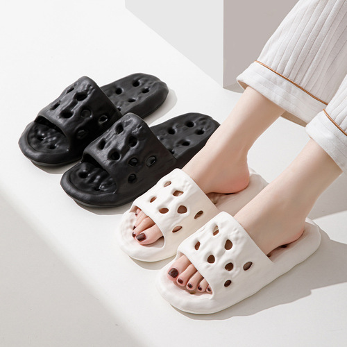 EVA leaking slippers bathroom non-slip couple stepping on shit soft bottom home use hollow quick-drying slippers summer wholesale