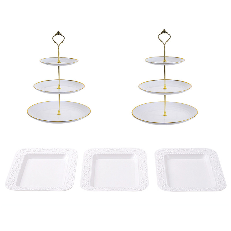 3-layer European-style Fruit Plate Afternoon Tea Snack Tray Wedding Festival Dessert Table Ornaments Multi-layer Phnom Penh Cake Rack