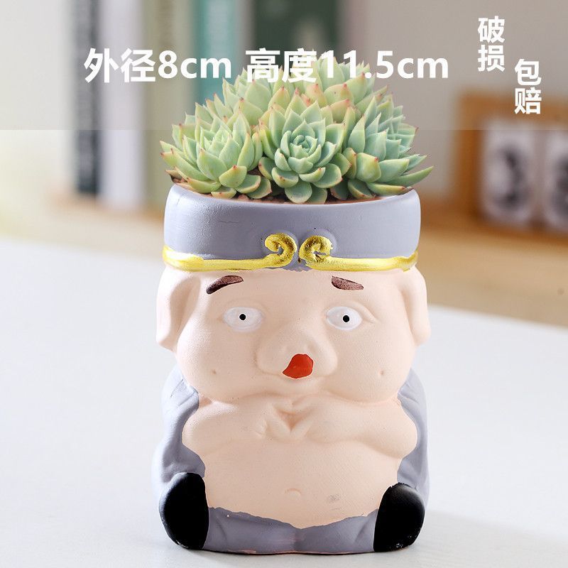 Macetas de cerámica para suculentas con diseño de animales de dibujos animados, pequeño tamaño, para estante de flores en casa, suministro al por mayor