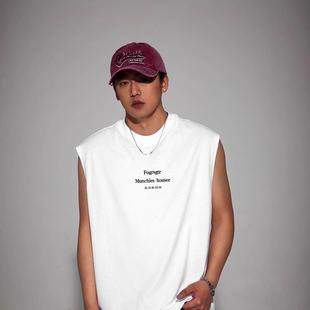 2025 Vest Men's Summer American Printed Letters Youth Sleeveless T-Shirt Trendy Brand Trendy Sports Vest