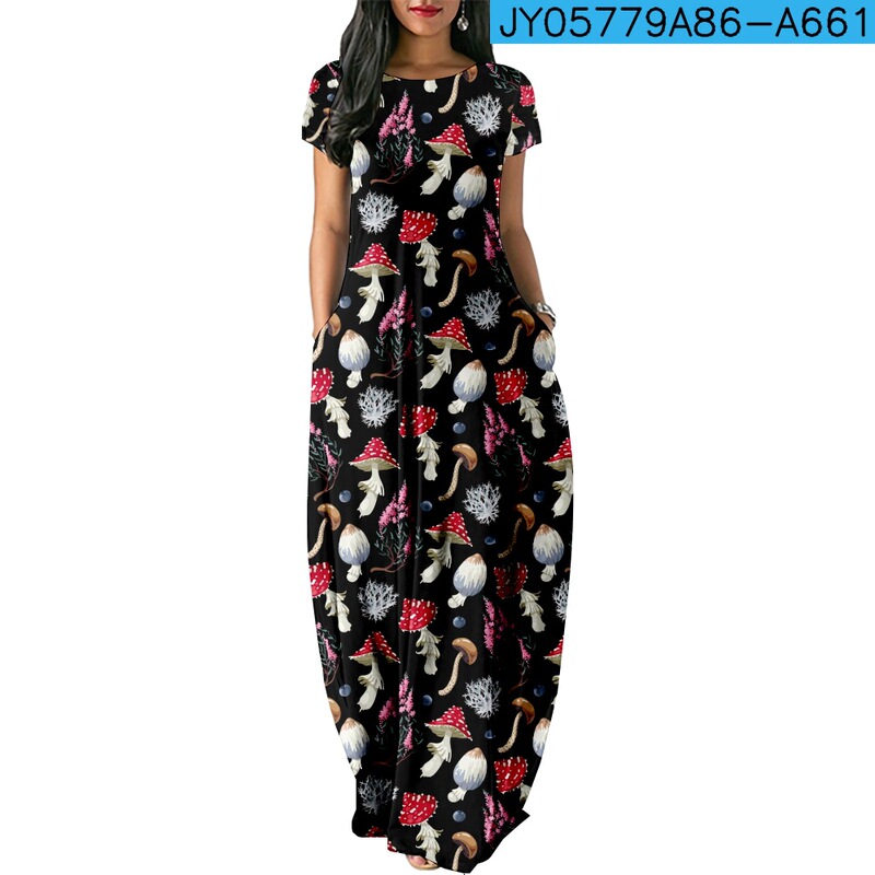 2023 New Mushroom Pattern Summer Cool Style Suspender Long Dress with Creative 3D Digital Printing and Stylish Street Style 2023 New Mushroom Pattern Summer Cool Style Suspender Long Dress with Creative 3D Digital Printing and Stylish Street Style