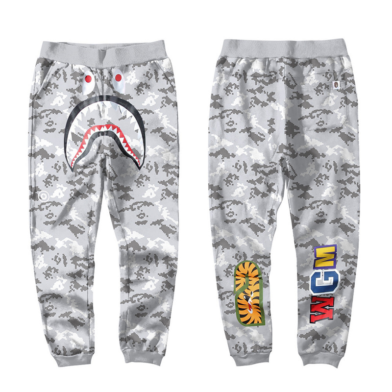 25Th Japanese-Style Trendy Brand Cross-Border Bape Shark Head Ape Head Pants 3D Digital Print Sweatpants Casual Sports Pants