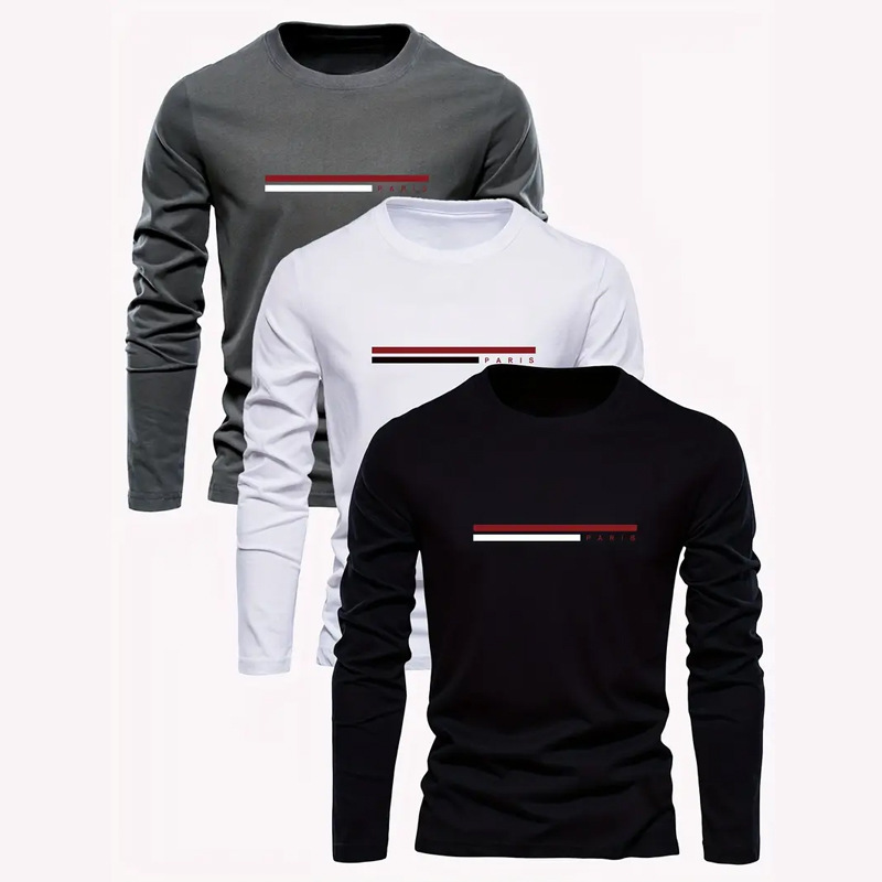 boy 2025 Cross-Border Autumn Winter Fashion Sports Long Sleeve Personalized Men's Crew Neck T-Shirt Customizable Print_viptrois.com