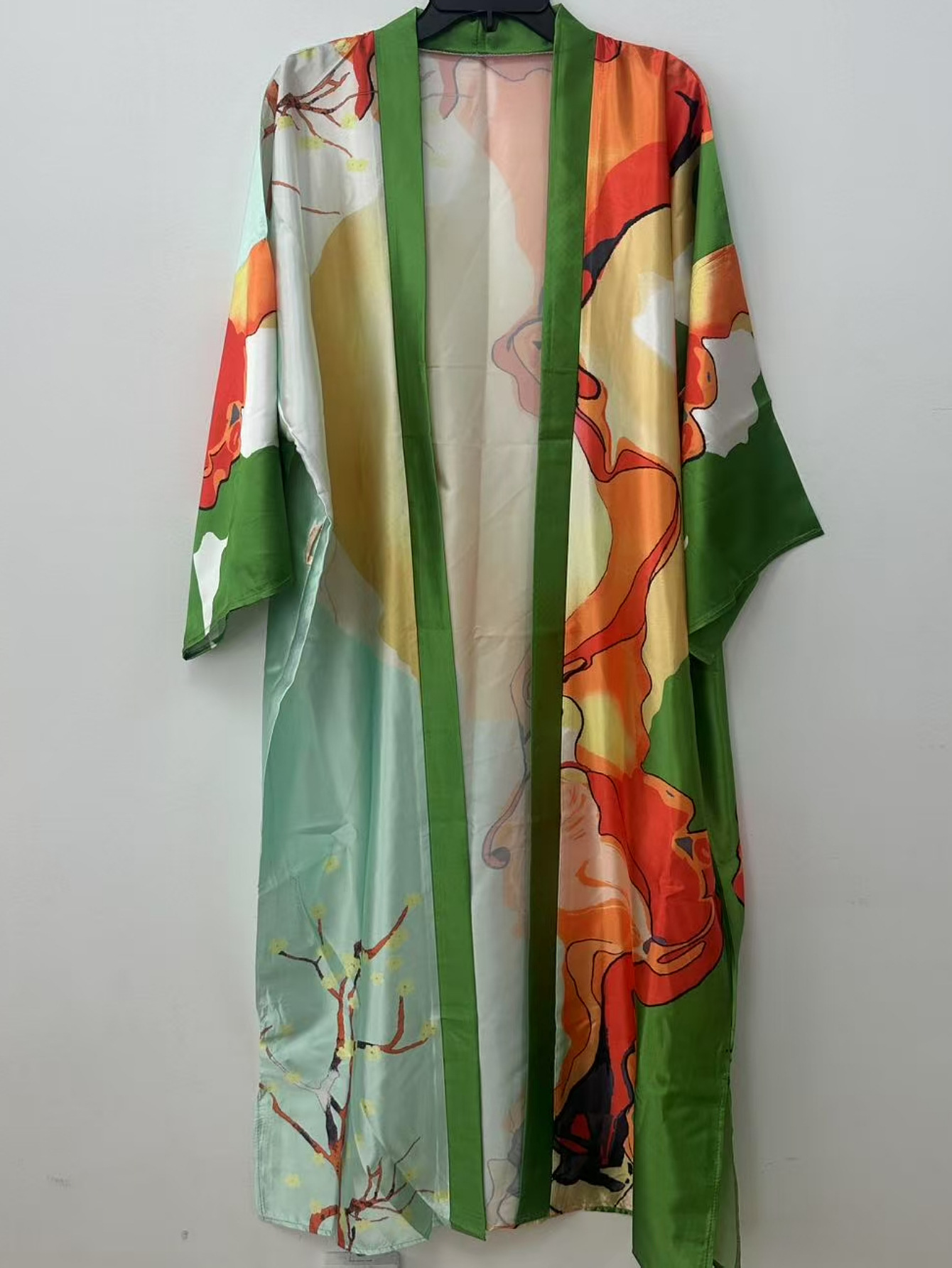 Cárdigan con estampado de seda de imitación transfronteriza kimono vestido de vacaciones bikini camisa de protección solar traje de baño exterior DK911