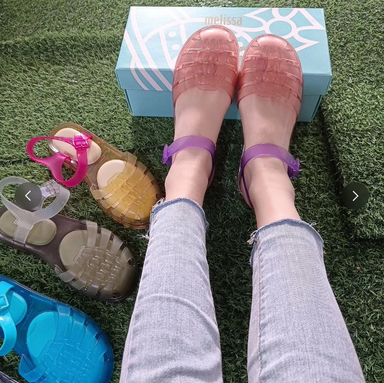 Melissa Summer Women's Shoes 2026 New Style Women's Sandals Closed-Toe Jelly Shoes Casual Flat Hollow-Out Roman Clogs