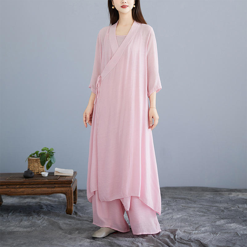 Hot Selling Zen Women's Clothing, Literary Retro Han Dynasty Spring, Tang Suit, Chinese Style Zen Tea Suit 3-Piece Set Hot Selling Zen Women's Clothing, Literary Retro Han Dynasty Spring, Tang Suit, Chinese Style Zen Tea Suit 3-Piece Set