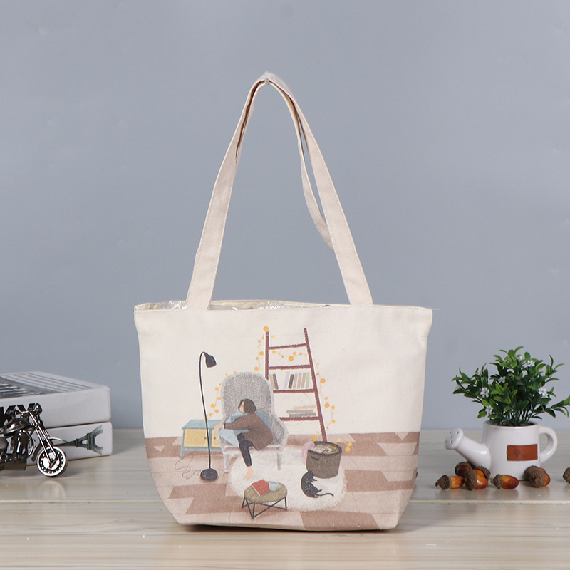 帆布袋定制印logo图案购物手提袋子定做有底有侧创意学生单肩包