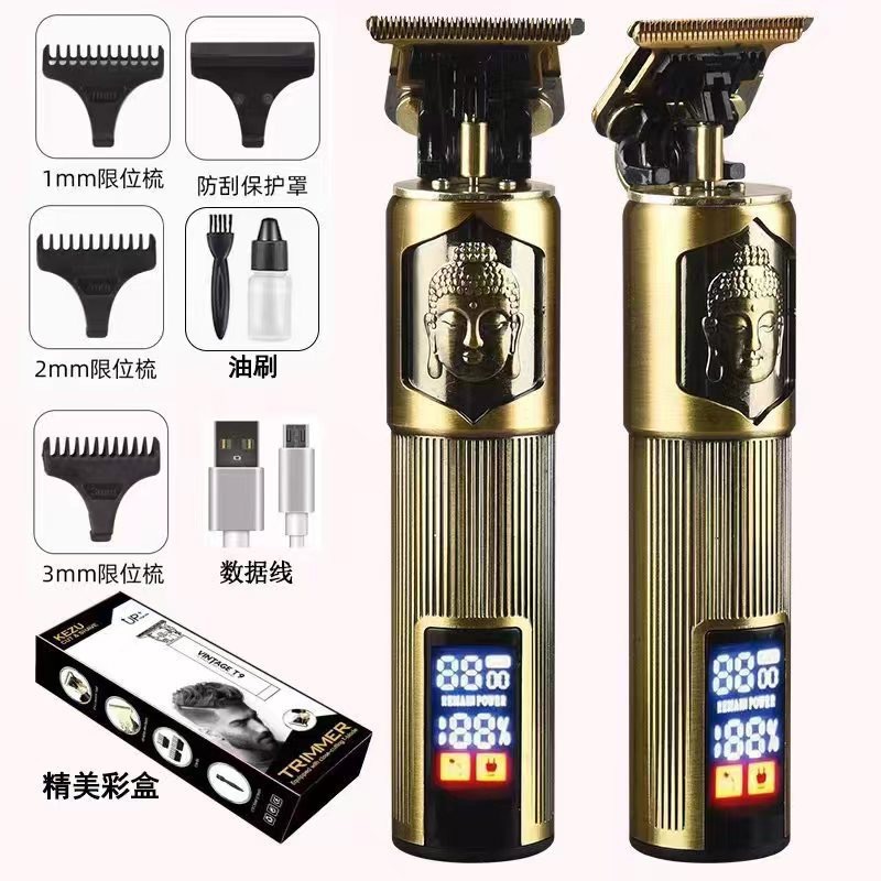 Cortador de pelo de empuje eléctrico con cabeza de aceite, cortador de pelo de empuje eléctrico con cabeza de afeitar enchufable y recargable, cortador de pelo de empuje eléctrico transfronterizo