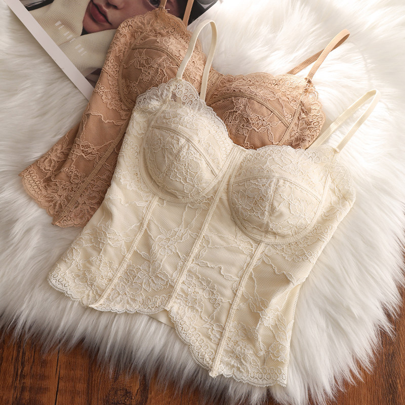 Summer Pure Desire Lace Fishbone Camisole for Women with Built-In Chest Pads, Slim Fit, Flattering, Can Be Worn as an Outerwear or Base Layer Top Summer Pure Desire Lace Fishbone Camisole for Women with Built-In Chest Pads, Slim Fit, Flattering, Can Be Worn as an Outerwear or Base Layer Top