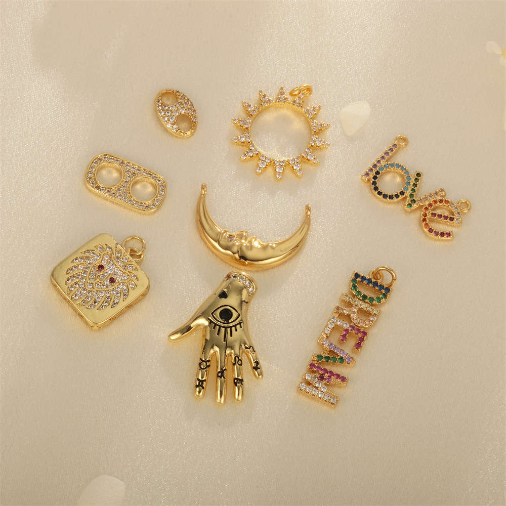 2g Weight Pendant Jewelry Making Type 16 * 19mm Jewelry Making Size Zircon Inlay Material DIY Jewelry Accessories Classification 1 Piece Quantity Copper Material Letter, Moon Pattern All Seasons Season Simple Style Style 1 Piece 16 * 19mm Copper Zircon Letter Moon Pendant 无