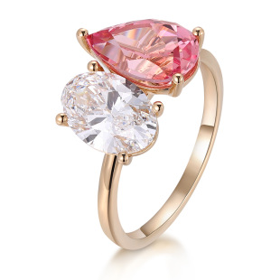 Versatile Diamond Ring 18K Gold Jewelry Customized Egg-Shaped Cultured Diamond D Color Vs1 Double Stone Ring for Women