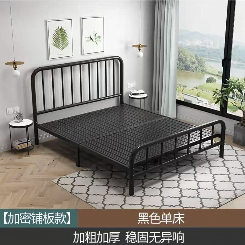 モダンでシンプルなダブルアイアンベッド、厚みのある家庭用アイアンベッド、大人と子供用のシングルスチールフレームベッド、アイアンシェルフベッド|undefined
