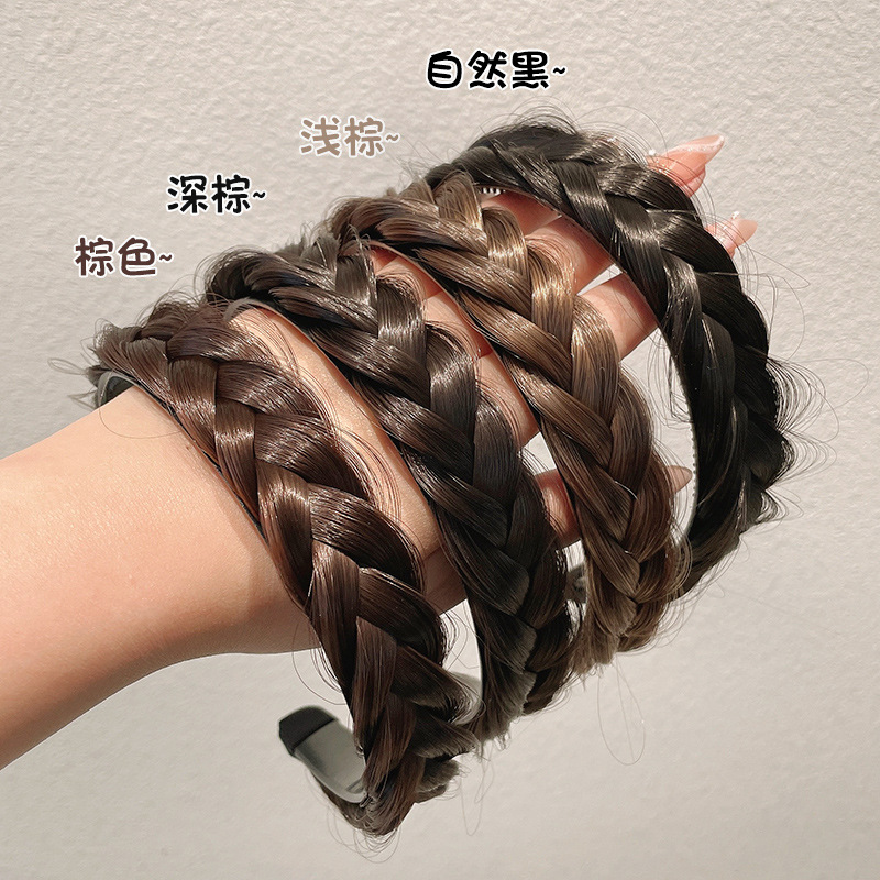 Twist trenza peluca diadema femenina alta Cráneo superior cara lavado integrado hueso de pescado trenza diadema pelo presionando tocado trenza horquilla pelo paquete