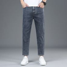 直筒裤男2025新款宽松牛仔九分裤青年弹力修身个性直筒牛仔裤男裤